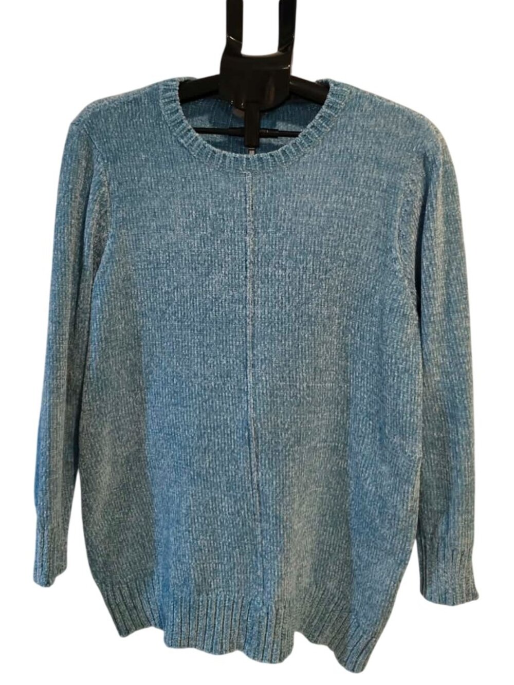 Blair Heather Ice Blue Chenille Knit Crewneck Pullover Sweater Women's Large